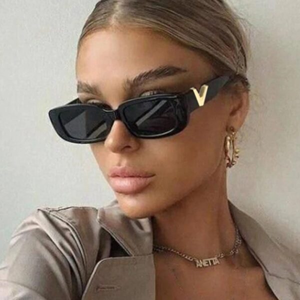 Retro Cat Eye Sunglasses Women/Men Unisex With Fashion V-shaped Foots Outdoor Sunshade Square Sun Glasses