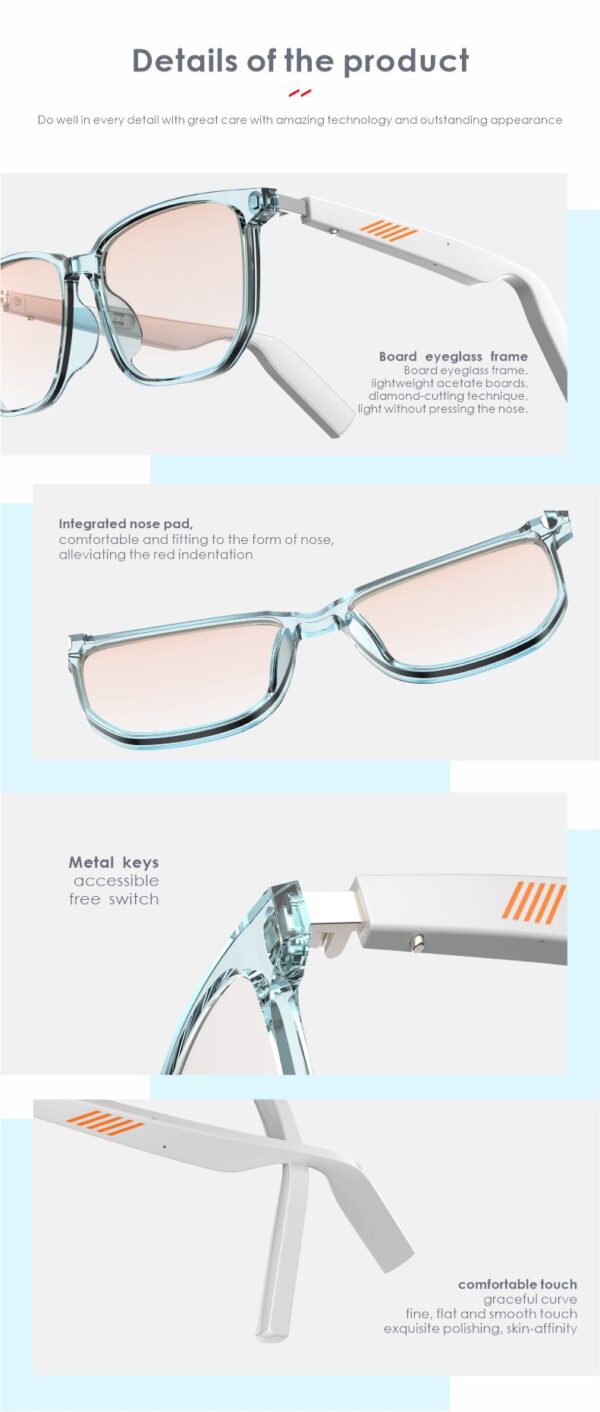 Revolutionize Your Vision and Audio: Bluetooth Smart Glasses Offering Hands-Free Calls, Music, and Style in One