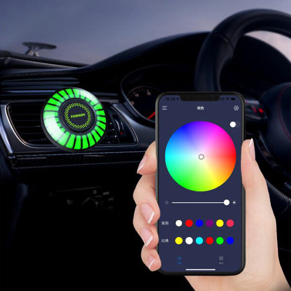 RGB Colorful Voice Sensor Flashing Car Air Freshener Vent Clip Led Music App Control Car Fragrance Light