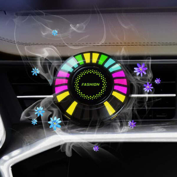 RGB Colorful Voice Sensor Flashing Car Air Freshener Vent Clip Led Music App Control Car Fragrance Light