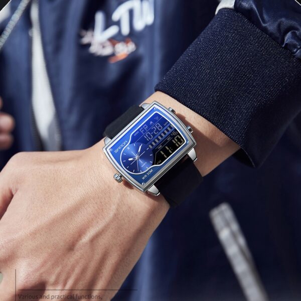Sanda 6163 Quartz Countdown Quartz Digital Leather Men Electronic Watches Men Stainless Sport Wristwatch Waterproof Watch Reloj