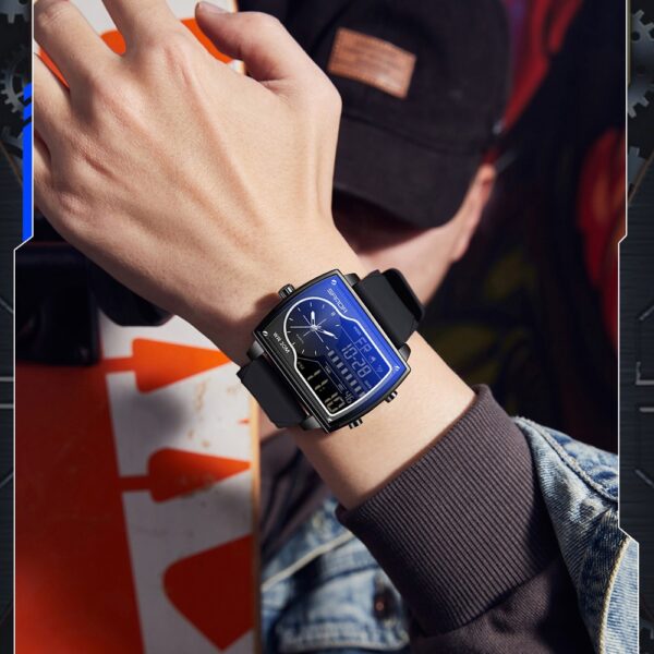 Sanda 6163 Quartz Countdown Quartz Digital Leather Men Electronic Watches Men Stainless Sport Wristwatch Waterproof Watch Reloj
