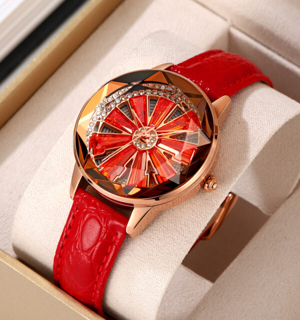 SKMEI 2184 WOMEN QUARTZ WATCH CUTTING MIRROR LEATHER STRAP WATERPROOF WATCH
