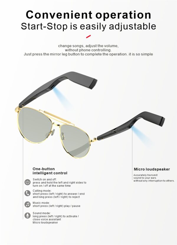 Smart Bluetooth Glasses Stylish Look, Superior Sound Smart Sunglass Smart Sunglasses Wireless bluetooth