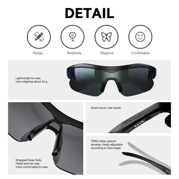 Smart Glasses Bluetooth 5.3 Wireless Stereo Sport Headset Outdoor Sunglasses Speakers With Mic Driving A8 Sunglasses