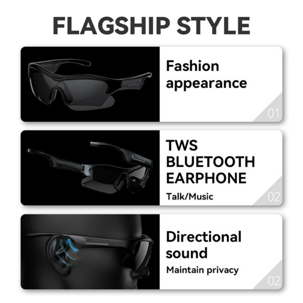 Smart Glasses Bluetooth 5.3 Wireless Stereo Sport Headset Outdoor Sunglasses Speakers With Mic Driving A8 Sunglasses