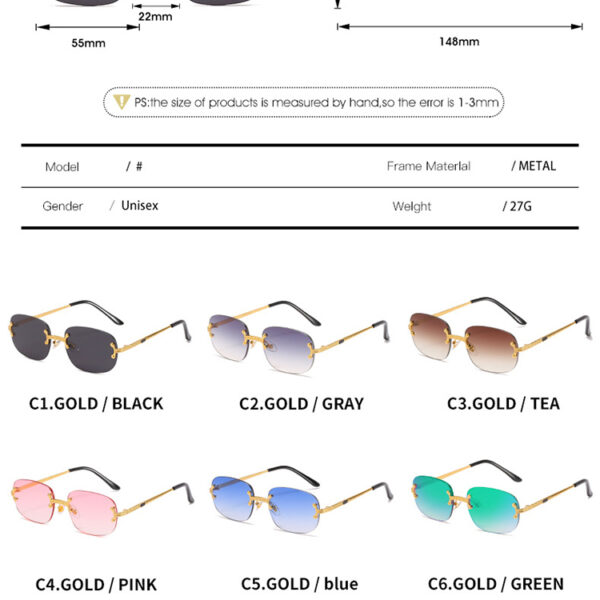 Sparloo 10678 Men NQ028 Vintage Luxury Brand Rimless Eyewear Rimless Sunglasses Men Luxury Brand