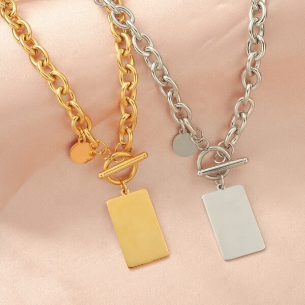 Stainless Steel Blank Round Square Pendant Engraving Custom Name Necklace for Valentine's Day Gift Bijoux En Acier Inoxydable