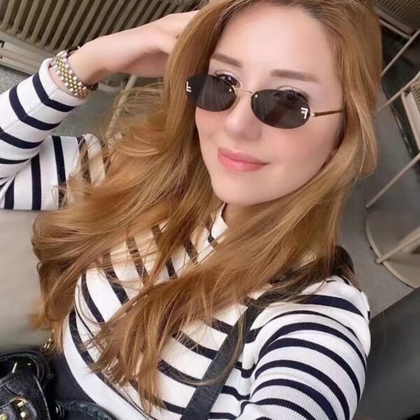 Superhot Eyewear 53808 Fashion 2024 Retro Oval Rimless Gradient Shades Sunglasses