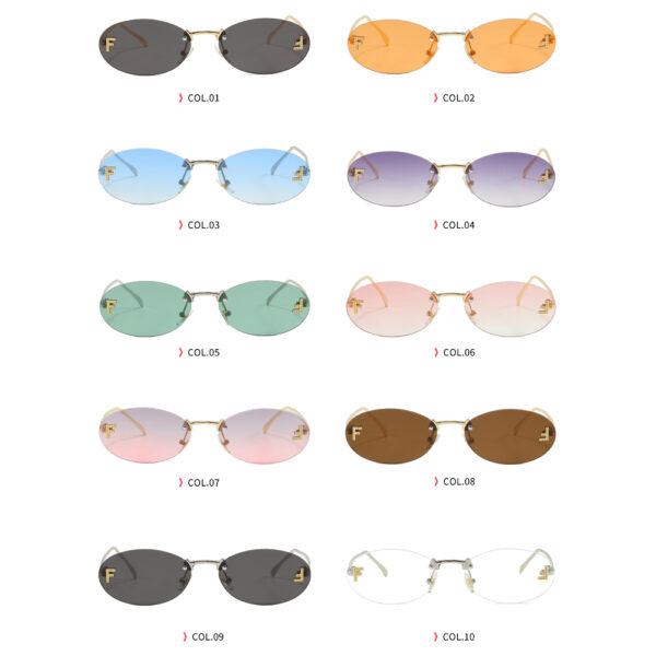 Superhot Eyewear 53808 Fashion 2024 Retro Oval Rimless Gradient Shades Sunglasses