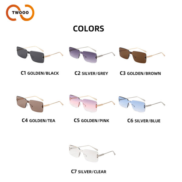 Twooo T1362 New Arrivals UV400 Protection Shades Rimless Square Fashion Design Sunglasses
