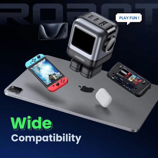 UGREEN Robot Charger 65W PPS Phone Charger Fast Charging Adapter Potable Mini Wall Charger Power Adapter for iPad MacBook
