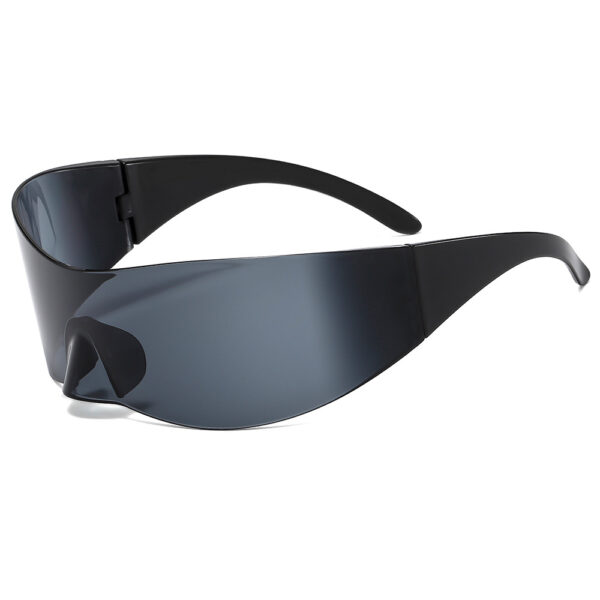 Unique Futuristic Oversized Rimless One Piece Shield Sunglasses for Women 2024 Y2k Sports Black Red Goggles Big Sun Glasses Men