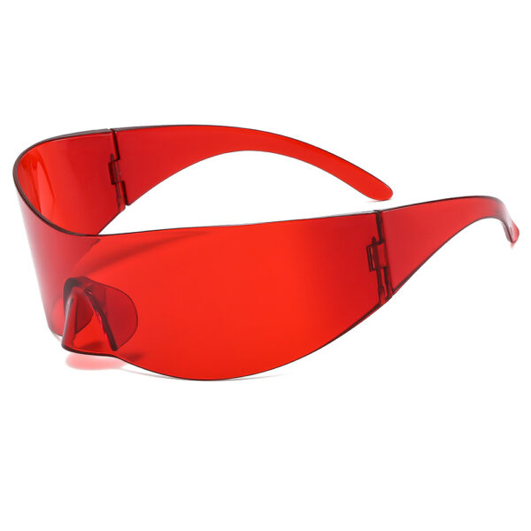 Unique Futuristic Oversized Rimless One Piece Shield Sunglasses for Women 2024 Y2k Sports Black Red Goggles Big Sun Glasses Men