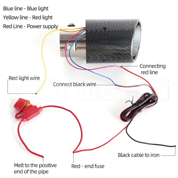 Universal Car Carbon Fiber Luminous Exhaust Tips Red Blue Light Car Led Muffler Exhaust Pipe Tip