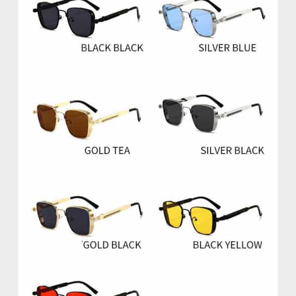 Vintage Mens square Metal Frame Sunglasses Designer Fashion Y2k Punk Summer Sunglasses 2025