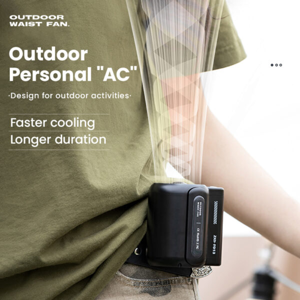 Waist Rechargeable Portable Fan Strong Airflow Wearable Belt Fan Personal Waist Clip Fan for Clothes Shirt Farm Work Hiking