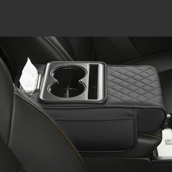 Wholesale Universal Leather Car Armrest Box Heightened Pad With Water Cup Holder Storage Box for Car