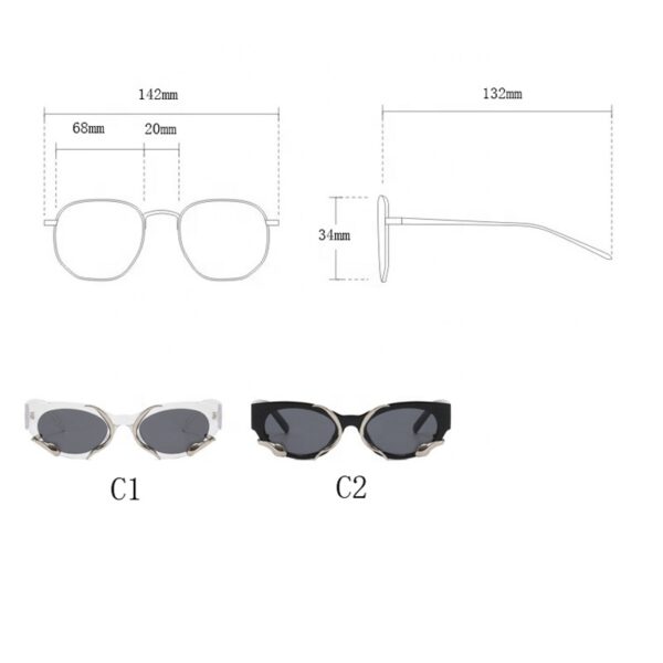 Y2K Sunglasses Transparent Frame Steampunk Designer Snake Decoration Custom Women Shade Sun Glasses UV400