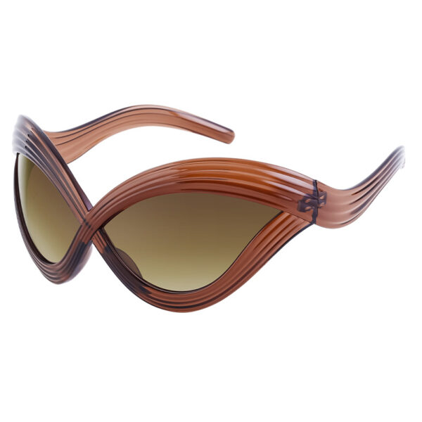 YTSLM12117 Oversized Wave Large Frame Glasses Cat Eye Red Frame Red Lenses Sunglasses Y2K Hip Hop Fashion Decorative For WomEN