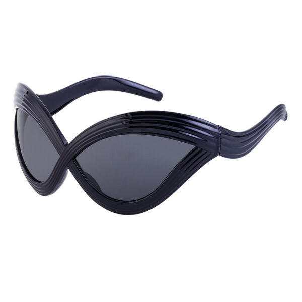 YTSLM12117 Oversized Wave Large Frame Glasses Cat Eye Red Frame Red Lenses Sunglasses Y2K Hip Hop Fashion Decorative For WomEN
