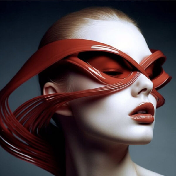 YTSLM12117 Oversized Wave Large Frame Glasses Cat Eye Red Frame Red Lenses Sunglasses Y2K Hip Hop Fashion Decorative For WomEN