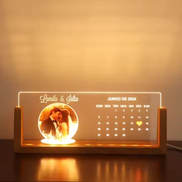 Personalized LED Photo Frame with Wooden Base - LN2 💖 - Image 3