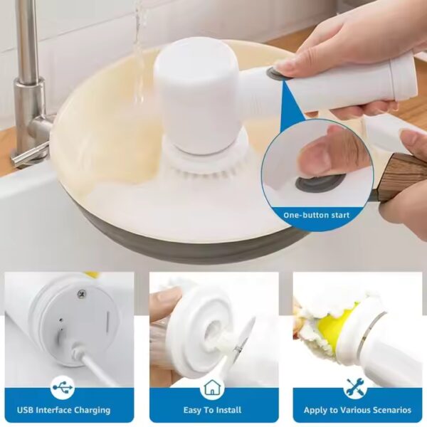 Portable USB Rechargeable Power Cleaning Brush - LCB323 - Image 6
