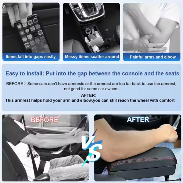 Universal Leather Car Armrest & Seat Gap Organizer -LC56 - Image 6