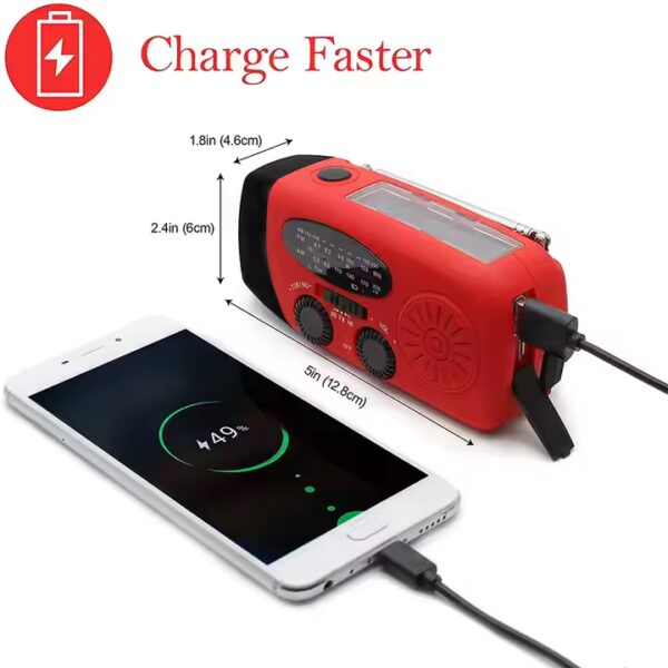 Kongbo Solar Hand Crank Emergency Radio & LED Flashlight - LE2 - Image 5