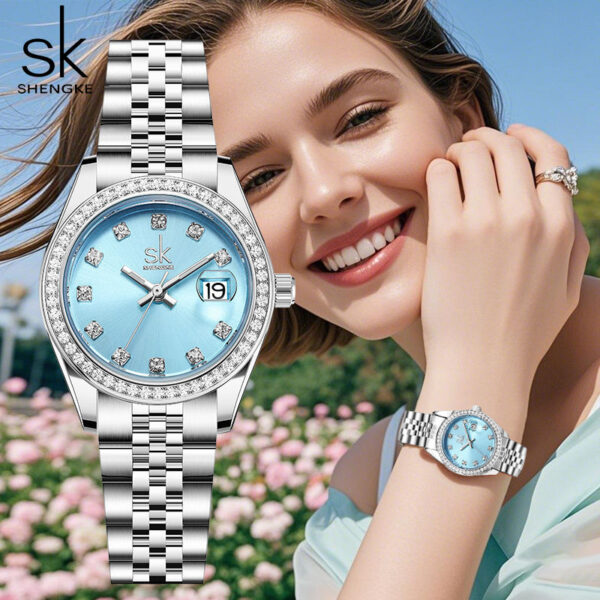 SK Women's Crystal Diamond Dress Watch