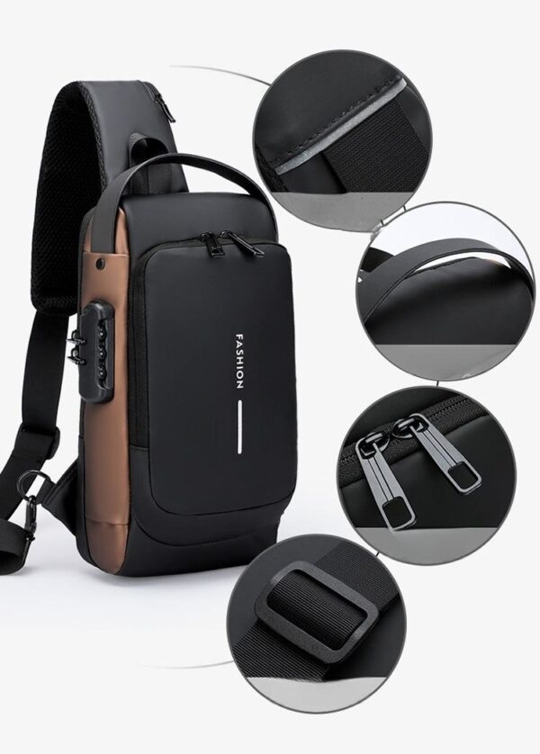 Men's Chest Bag with Password Lock – Anti-Theft Crossbody Sling Bag - Image 4