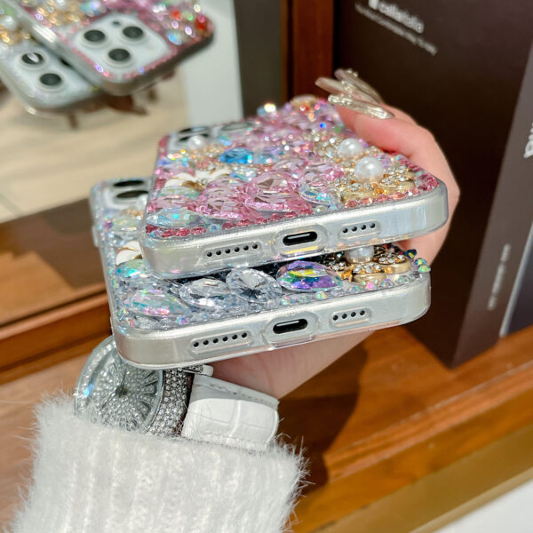 Pearl-Studded Heart Luxury Phone Case - Image 3