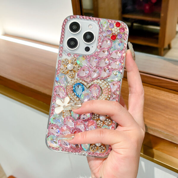Pearl-Studded Heart Luxury Phone Case - Image 4