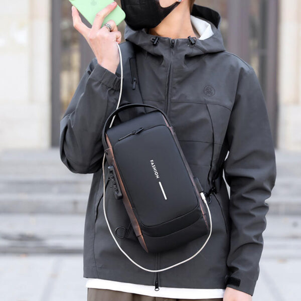 Men's Chest Bag with Password Lock – Anti-Theft Crossbody Sling Bag - Image 3