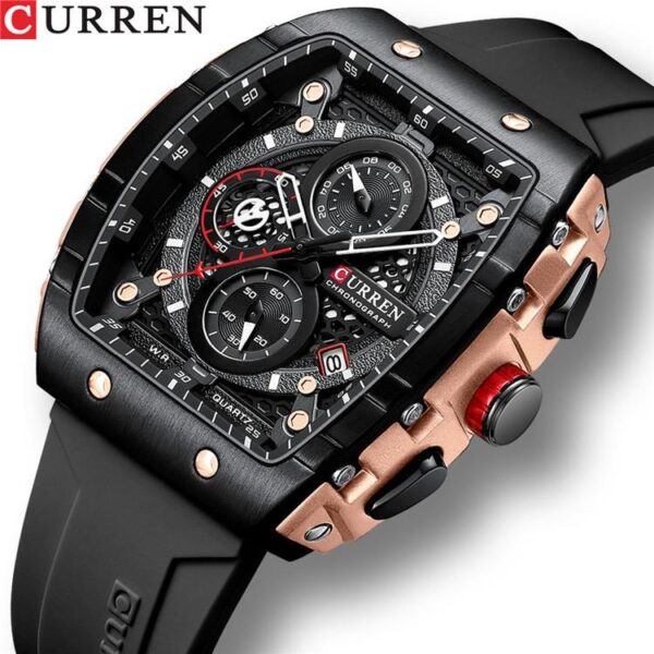 CURREN 8442 Multi-Function Chronograph Watch – Men’s Quartz, Waterproof, Silicone Strap - Image 4