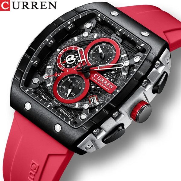 CURREN 8442 Multi-Function Chronograph Watch – Men’s Quartz, Waterproof, Silicone Strap - Image 7