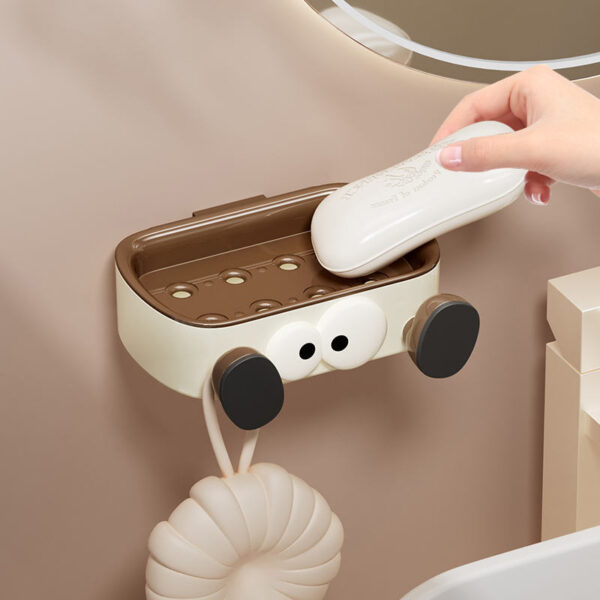 Plastic Soap Dish Holder Wall Mounted Soap Box Bathroom