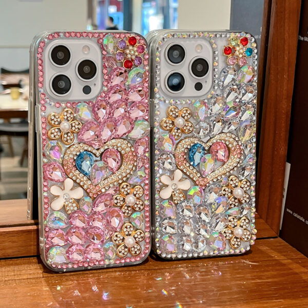 Pearl-Studded Heart Luxury Phone Case - Image 6