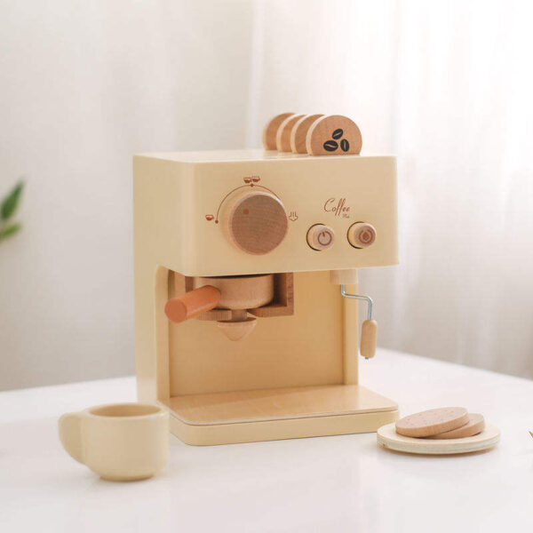 Custom Role Play Wooden Kitchen Toy – Portable Pretend Coffee Machine Set for Kids