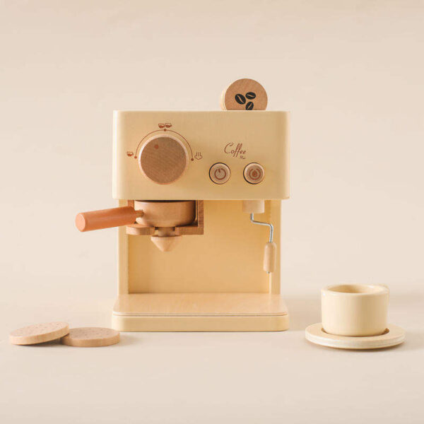 Custom Role Play Wooden Kitchen Toy – Portable Pretend Coffee Machine Set for Kids - Image 3