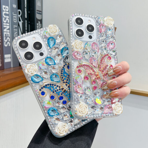 Rhinestone Butterfly Flower Luxury Phone Case - Image 3