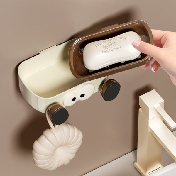 Plastic Soap Dish Holder Wall Mounted Soap Box Bathroom - Image 5