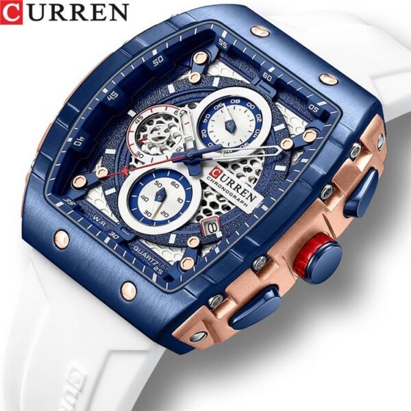 CURREN 8442 Multi-Function Chronograph Watch – Men’s Quartz, Waterproof, Silicone Strap - Image 3