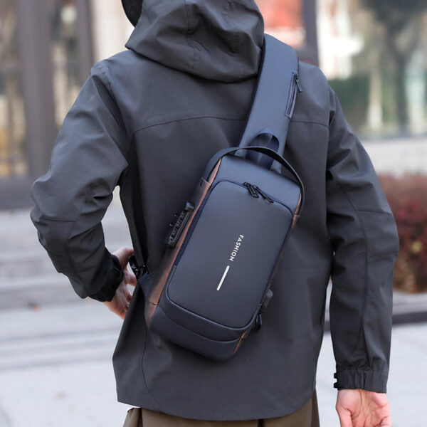 Men's Chest Bag with Password Lock – Anti-Theft Crossbody Sling Bag - Image 6