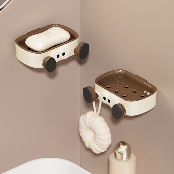 Plastic Soap Dish Holder Wall Mounted Soap Box Bathroom - Image 4