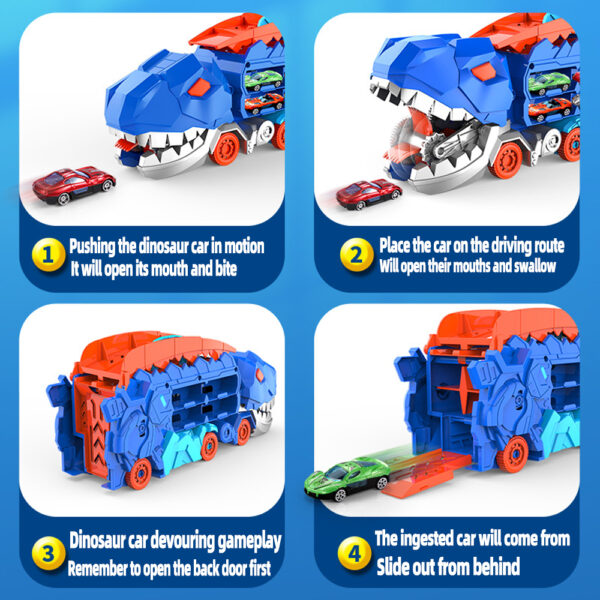 Folding Dinosaur Transporter Car with Die-Cast Cars – Competitive Game & Storage Toy - Image 6