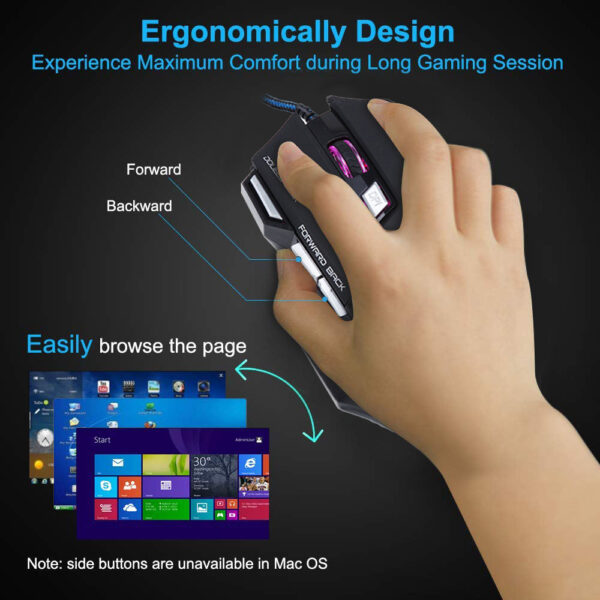 X7 RGB Backlit Ergonomic Wired Gaming Mouse - Image 3