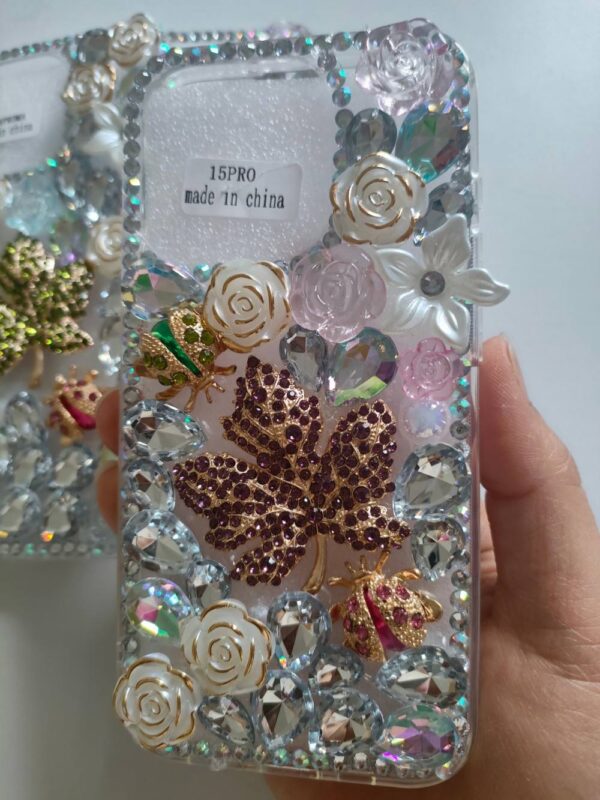 Luxury Rhinestone Maple Leaf for iPhone case Maple Leaf Protective Cover - Image 2