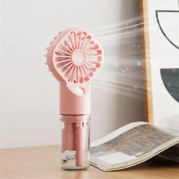 Mute Spray Fan – Portable USB Rechargeable Mini Silent Humidifying Handheld & Desktop Fan